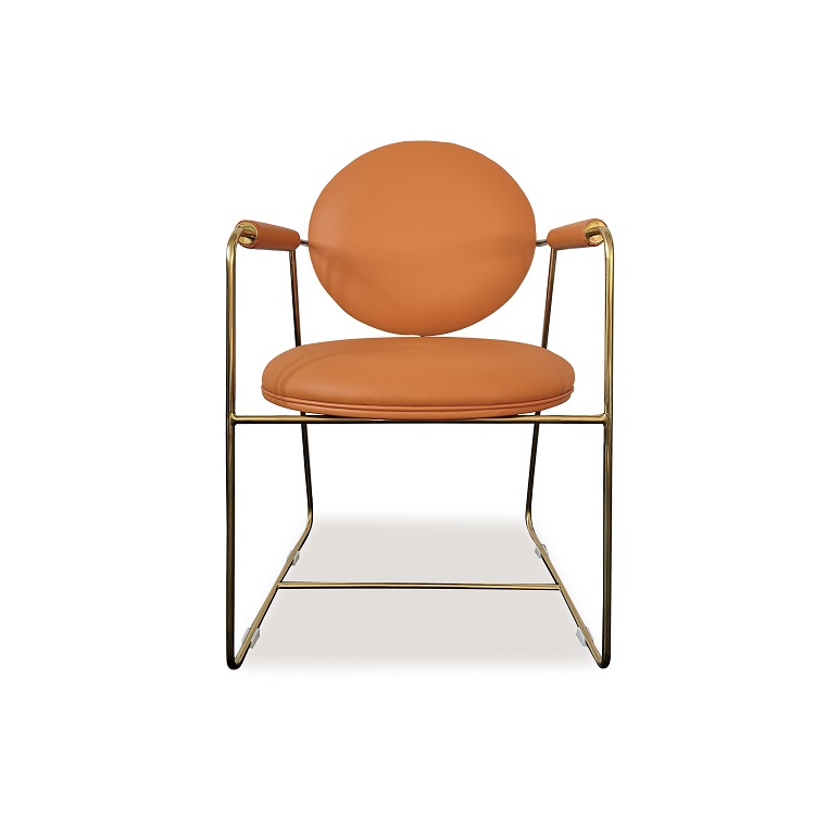 Fauteuil de salle à manger rembourré en acier inoxydable design