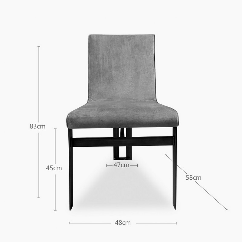 designer stainless steel frame upholstered dining chair 6